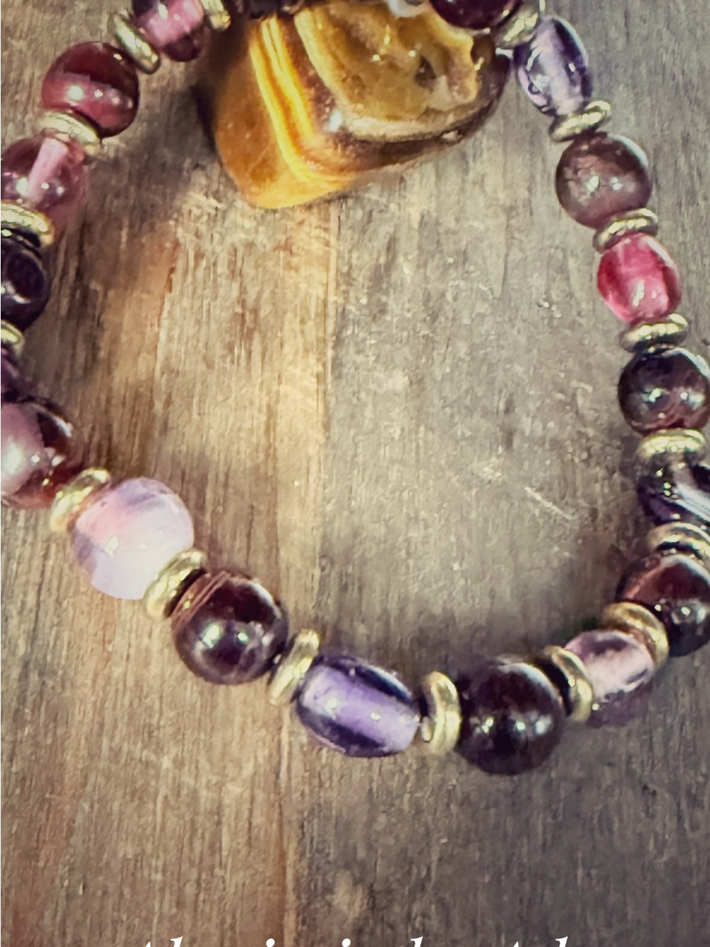 Tiger’s eye + Garnet + Purple Bead Stretch Bracelet - Women Jewelry